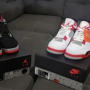 Jordan | Shoes | Jordan 4 Size 3 Black Red Pair And Fire Red 